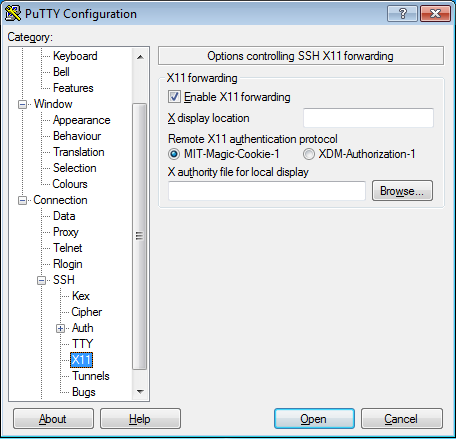 PuTTY X11 forwarding